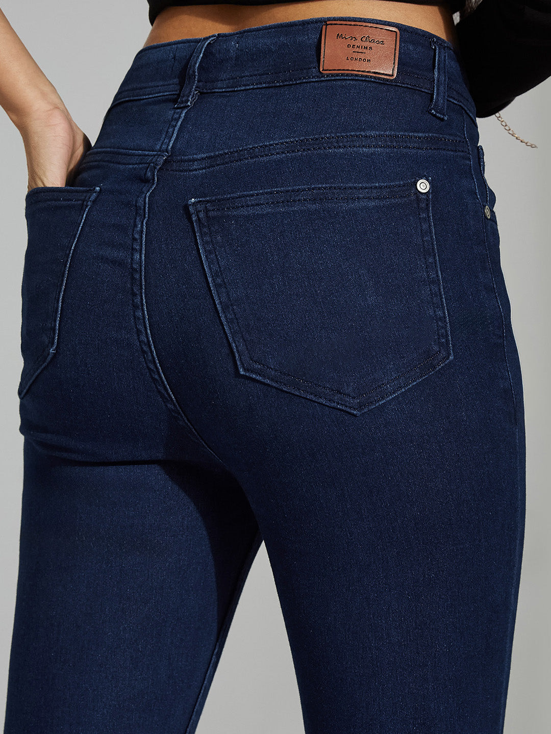24/7 Comfort Navy-Blue Skinny-Fit High-Rise Stretchable Denim Jeans