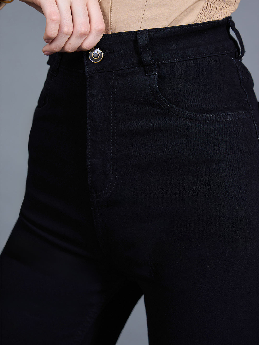 24/7 Comfort Black Wide-Leg High-Rise Stretchable Denim Jeans