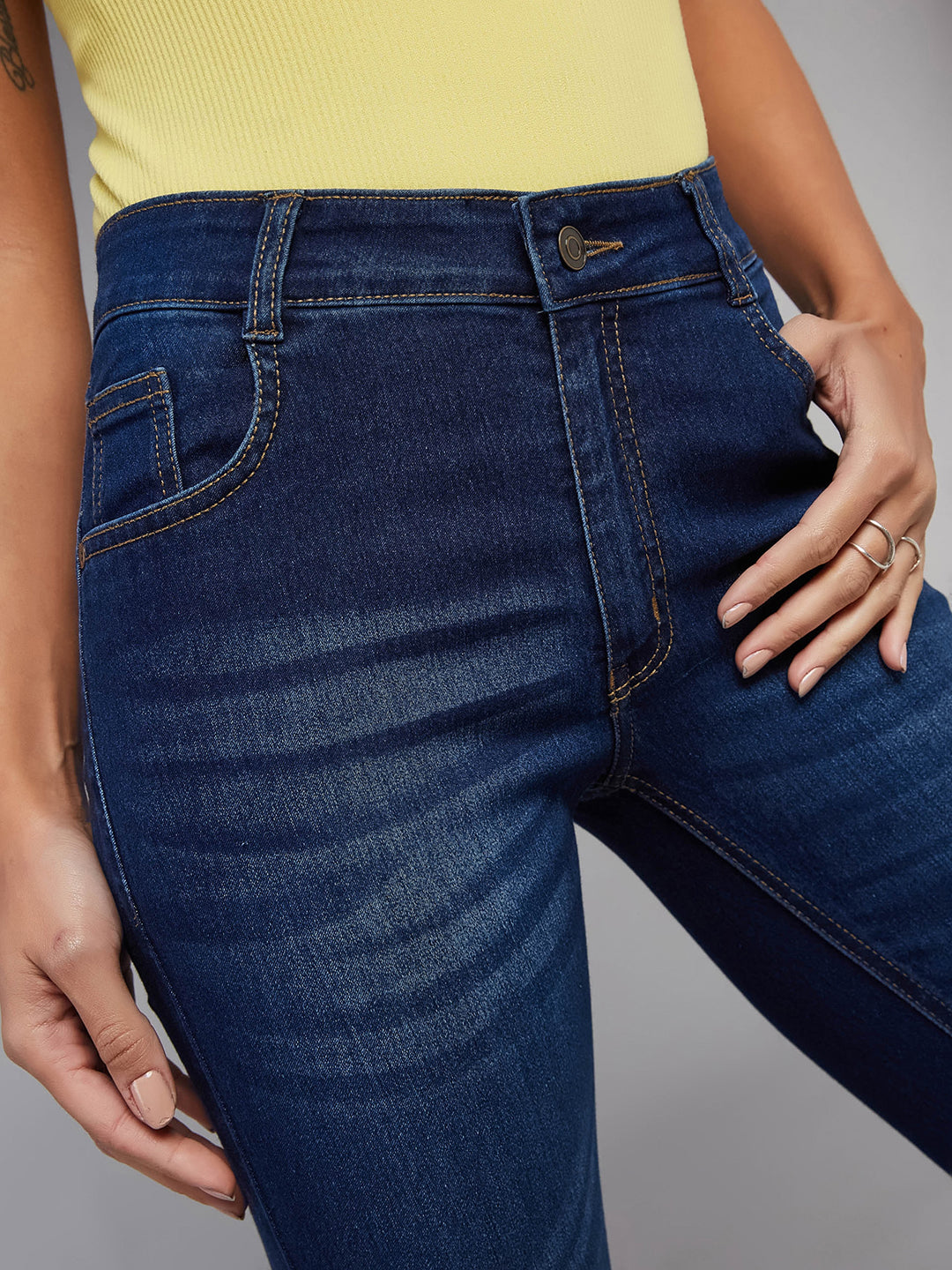 24/7 Comfort Blue Bell-Bottom Bootcut Hourglass Mid-Rise Stretchable Denim Jeans