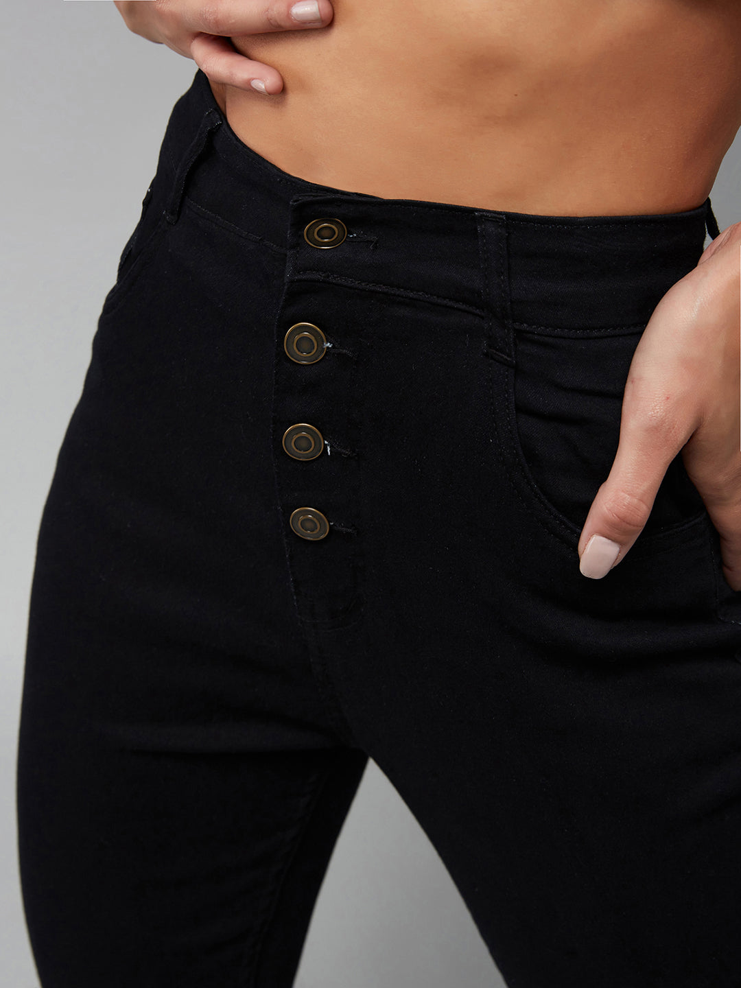 24/7 Comfort Black Skinny-Fit High-Rise Stretchable Denim Jeans