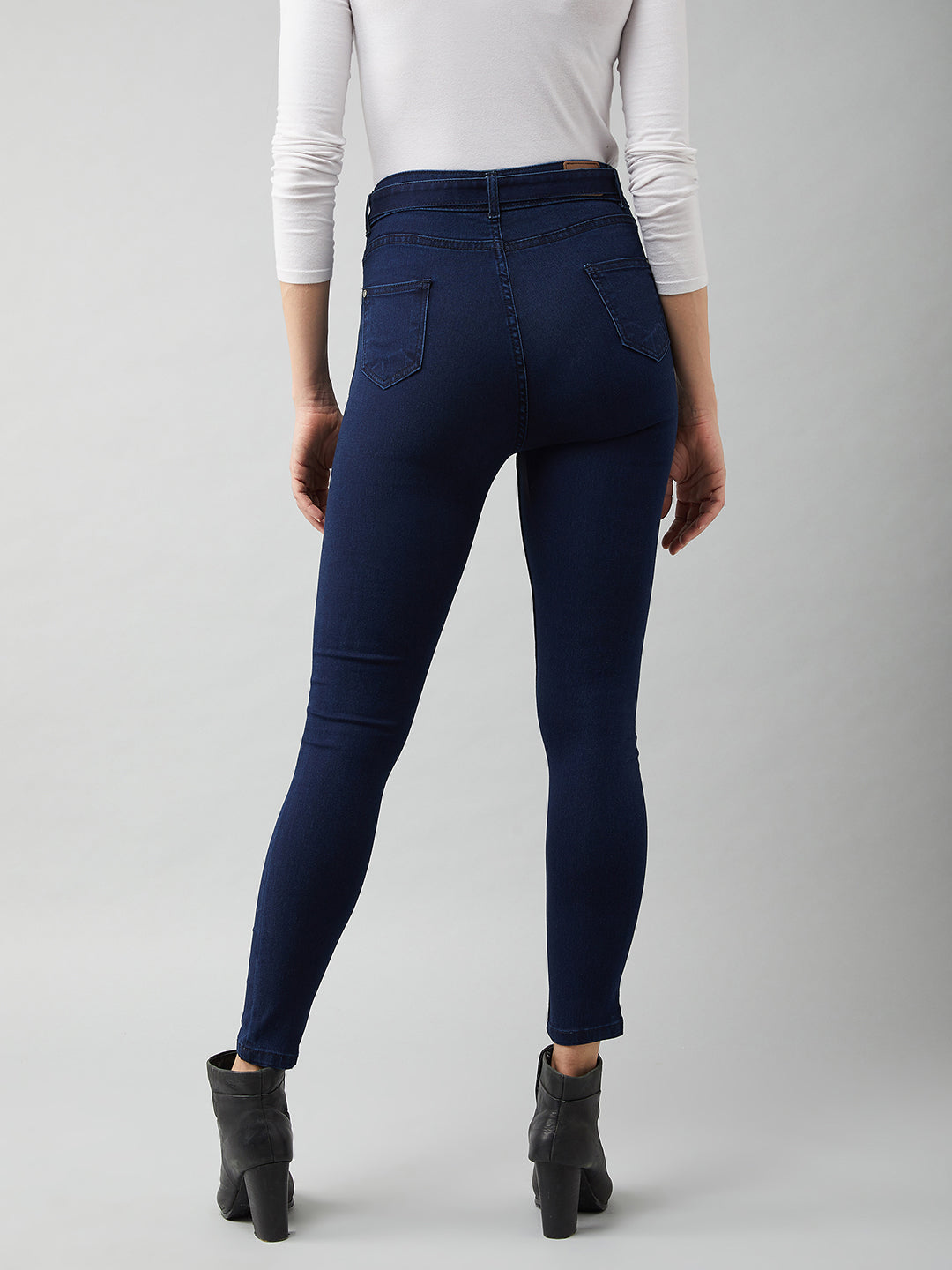 Women's Navy-Blue Cotton Skinny-Fit Relaxed High-Rise Stretchable Denim Jeans