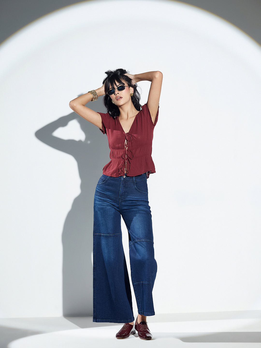 CHASEshape™ Mild Compression Wide-Leg High-Rise Dark Blue Denim Jeans