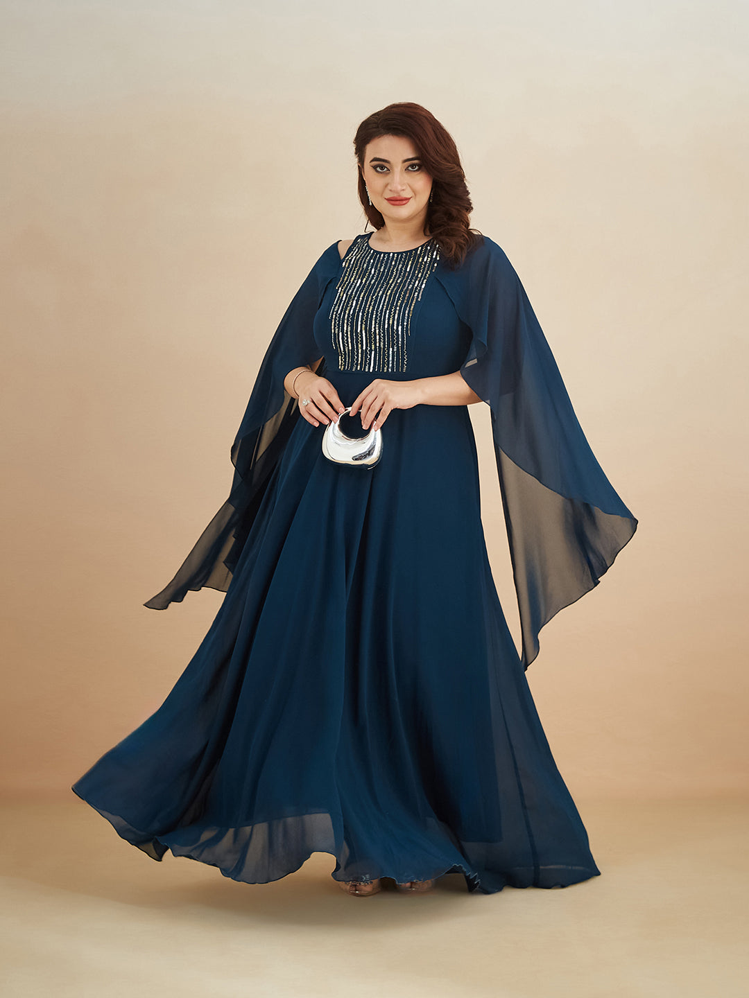 Teal Solid Relaxed Fit Round Neck Sleeveless Maxi Dress for Women
