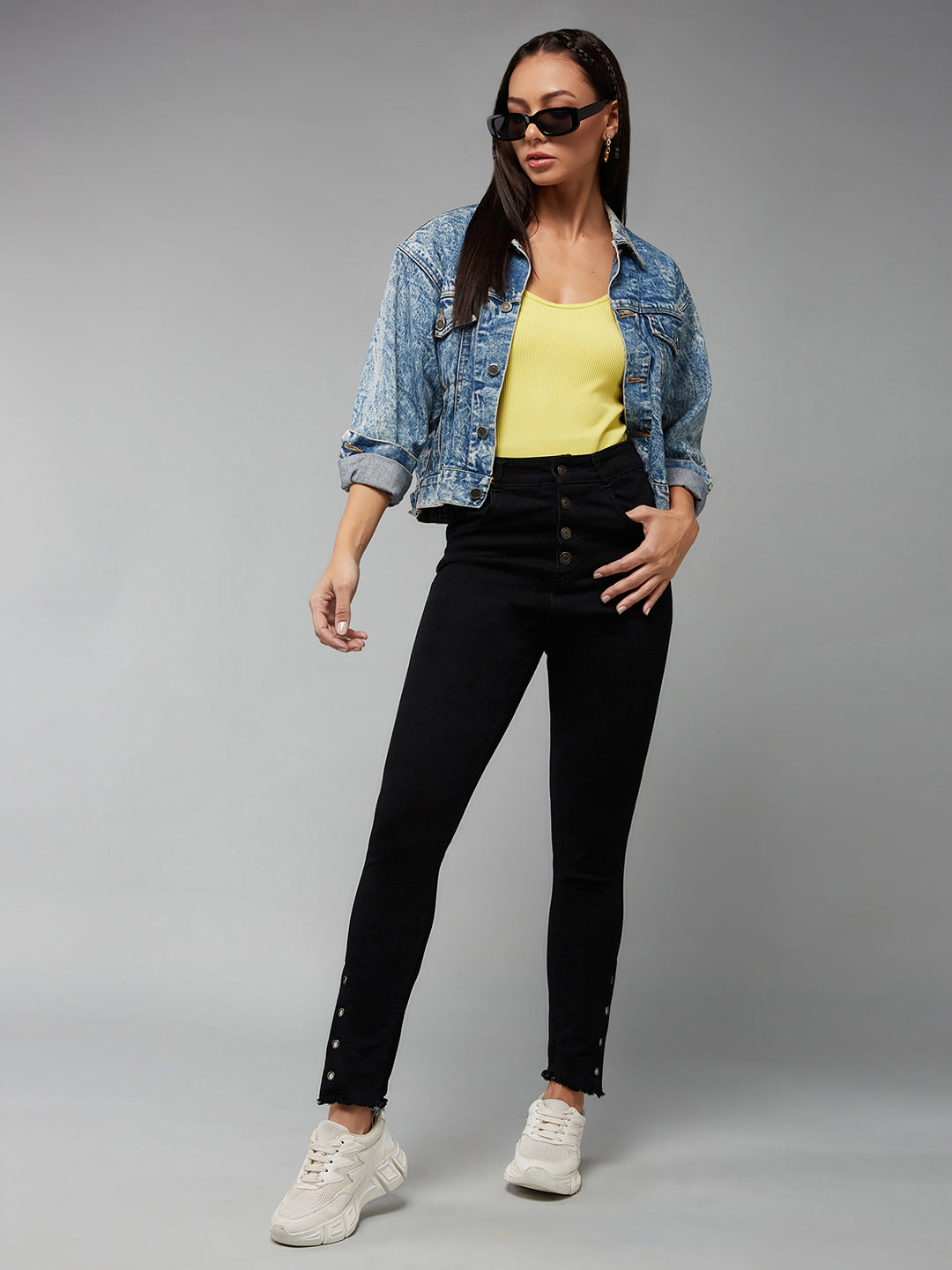 24/7 Comfort Black Skinny-Fit Relaxed High-Rise Stretchable Denim Jeans