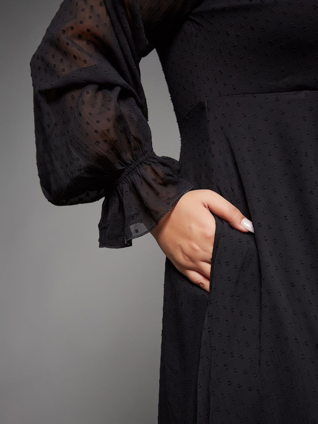 Black Full Sleeves Wrap Maxi Dress Long Dress Gown Frock for Women | Ladies' Birthday Party Dresses