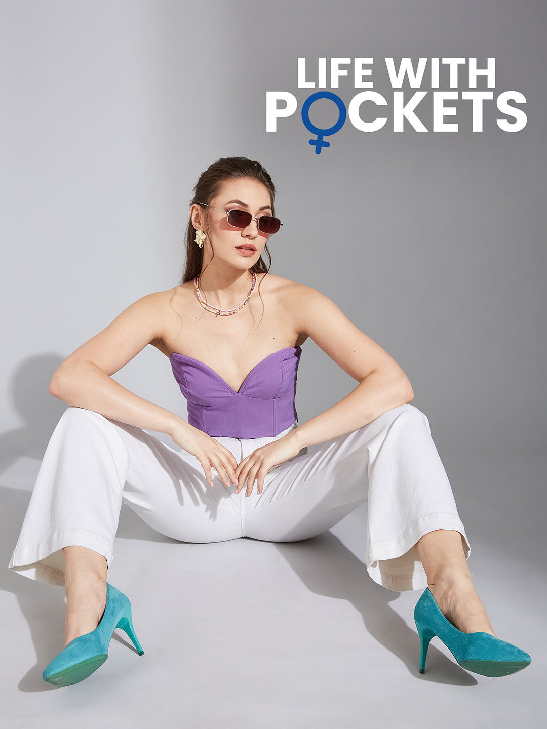 Women's White Wide-Leg High-Rise Clean-Look Stretchable Denim Jeans