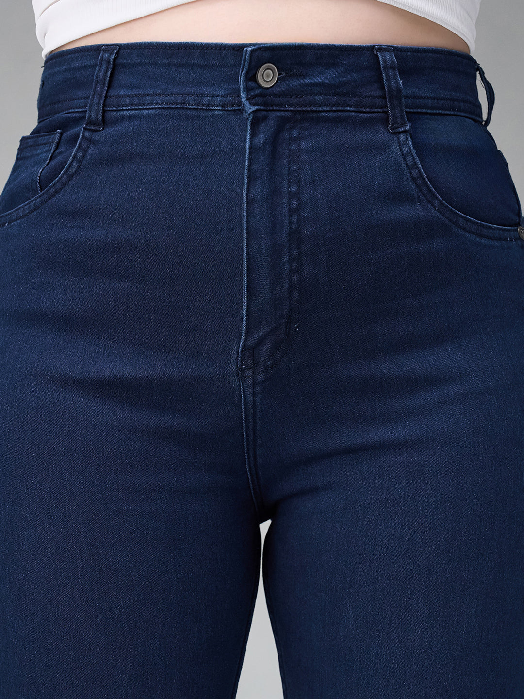 24/7 Comfort Navy-Blue Skinny-Fit High-Rise Stretchable Denim Jeans