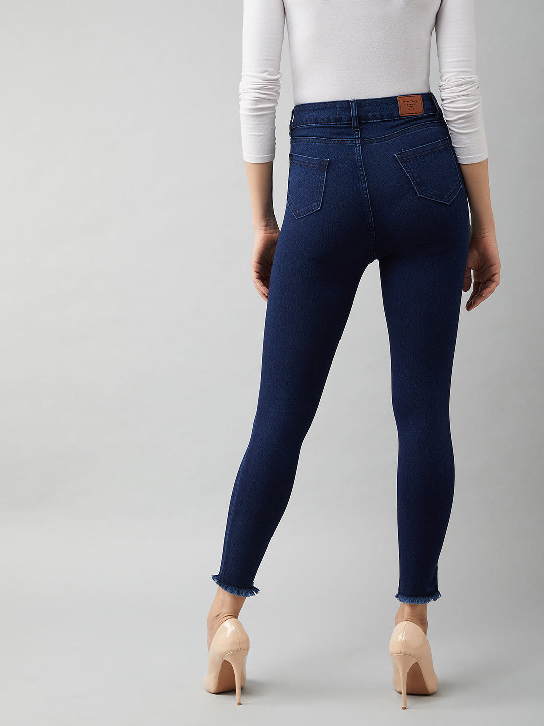 24/7 Comfort Navy-Blue Cotton Skinny-Fit Cropped High-Rise Stretchable Denim Jeans