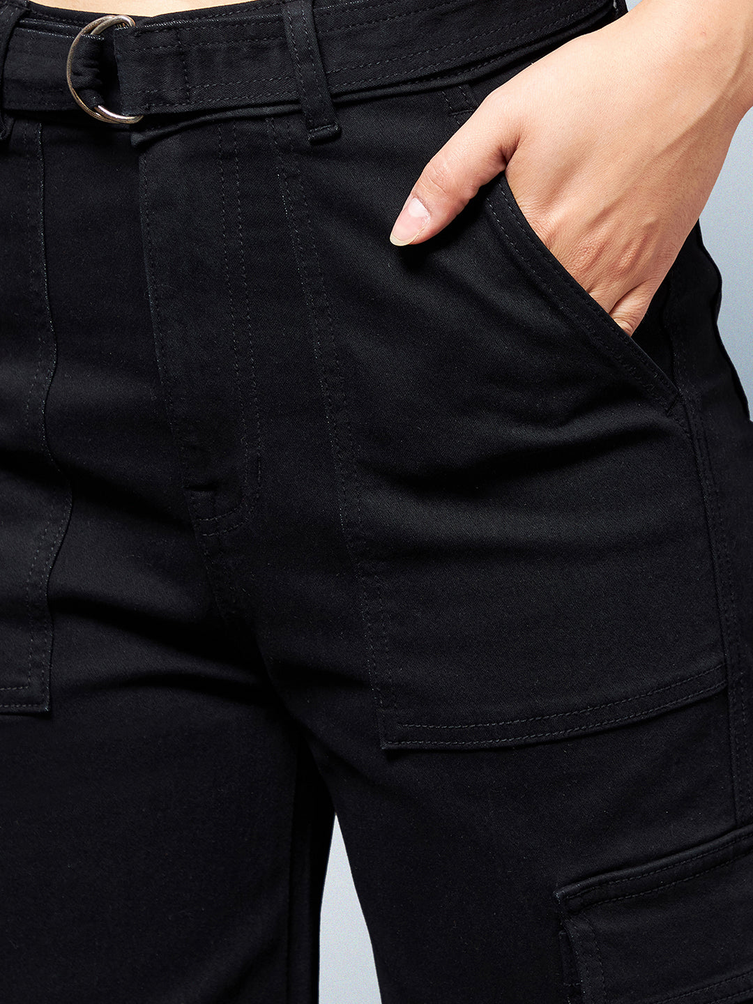 24/7 Comfort Black Wide-Leg High-Rise Stretchable Denim Jeans