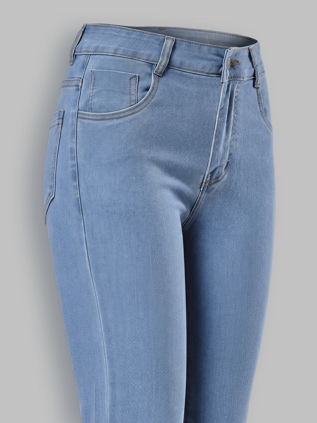 Light Blue Bootcut High rise Stretchable Denim Jeans for Women
