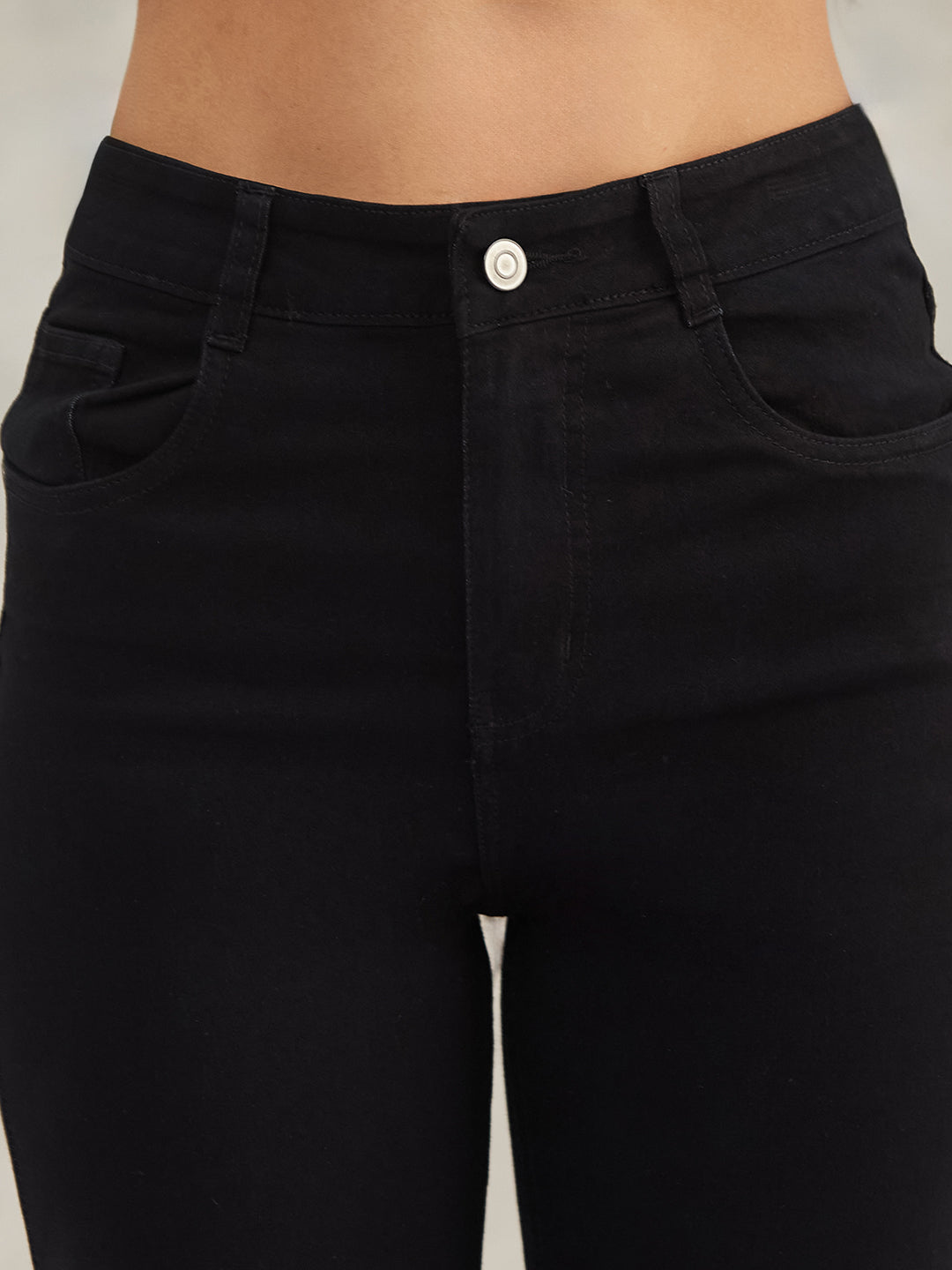 Women's Black Straight High-Rise Stretchable Denim Jeans