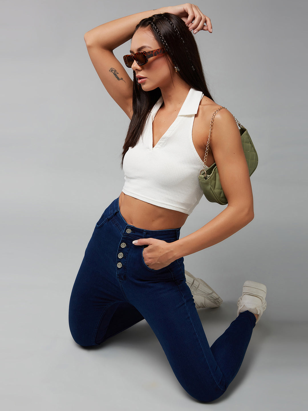 CHASEstretch™ Navy-Blue Skinny-Fit High-Rise Denim Jeans