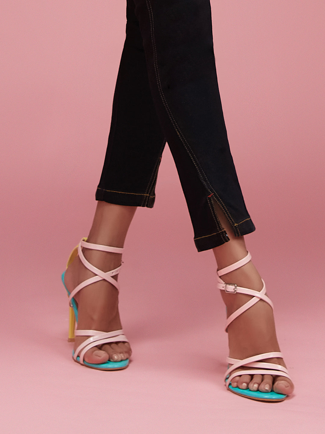 24/7 Comfort Black Skinny High-Rise Side-Slit Solid Ankle Length Stretchable Denim Jeans