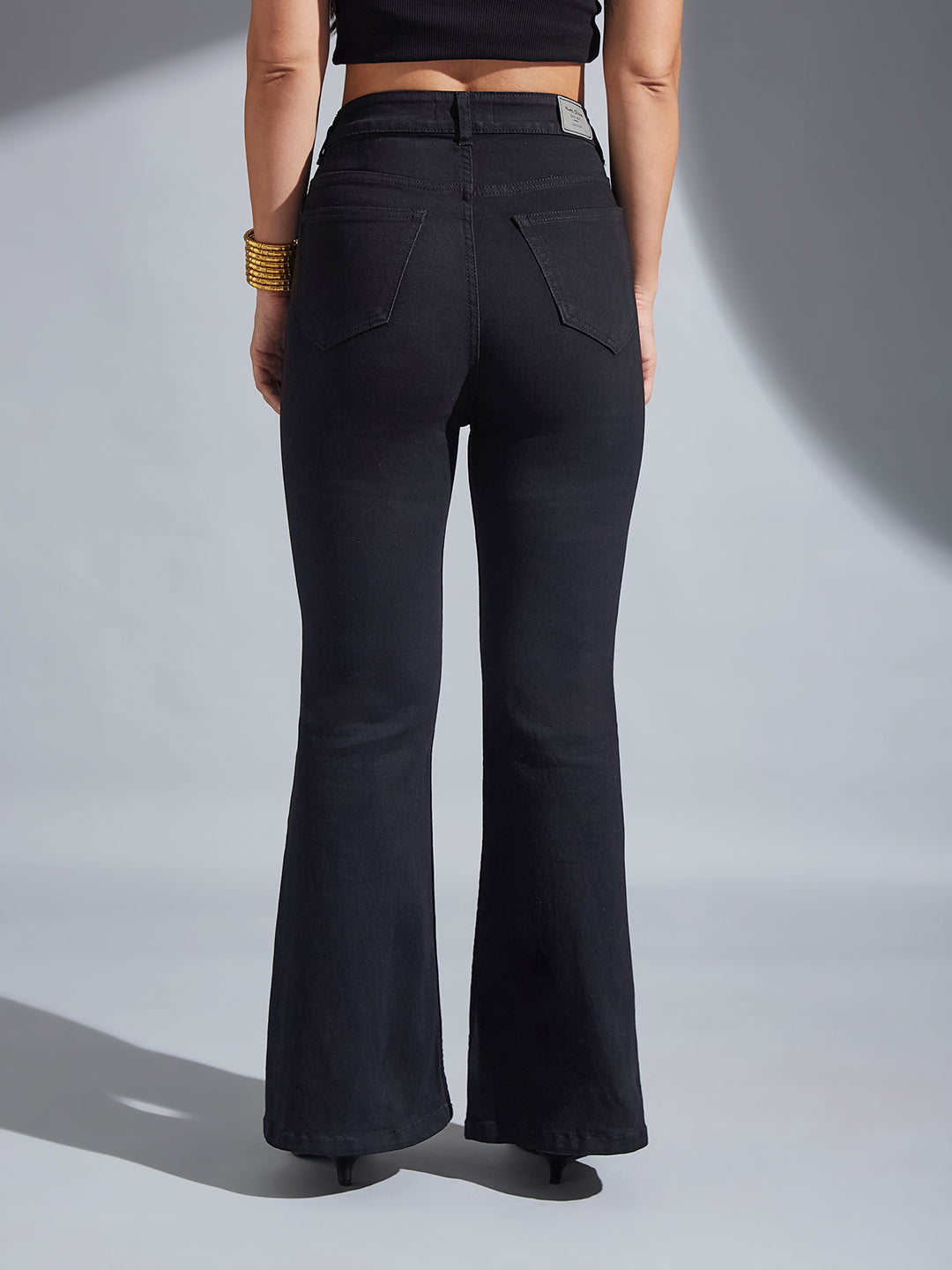 Women's Black Bootcut High-Rise Stretchable Denim Jeans
