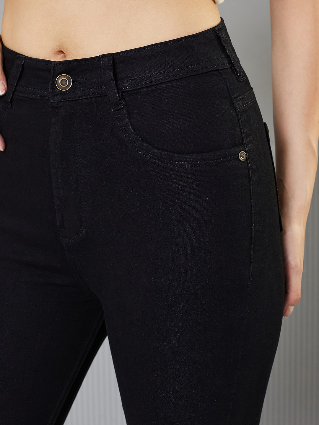 Black High-Rise Slim-Fit Stretchable Denim Jeans for Women — Miss Chase