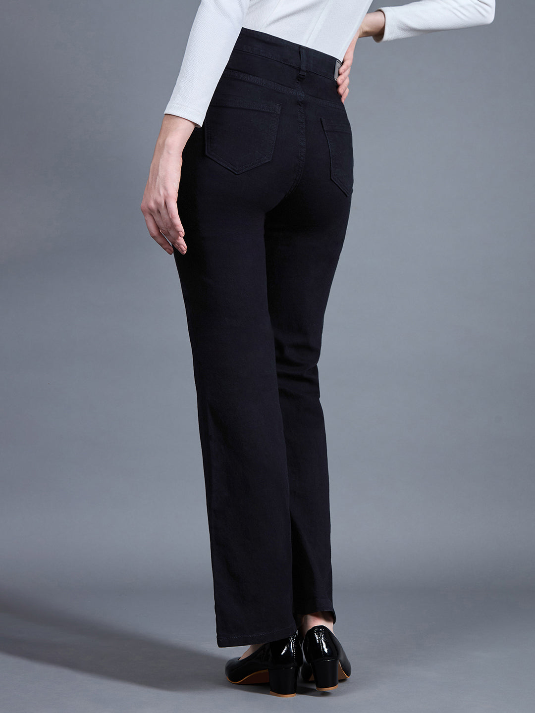 24/7 Comfort Black Bootcut High-Rise Stretchable Denim Jeans