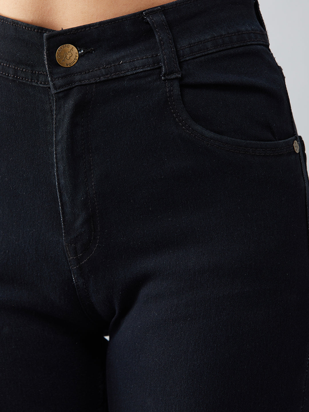 Women's Black Slim High-Rise Distressed Denim Jeans