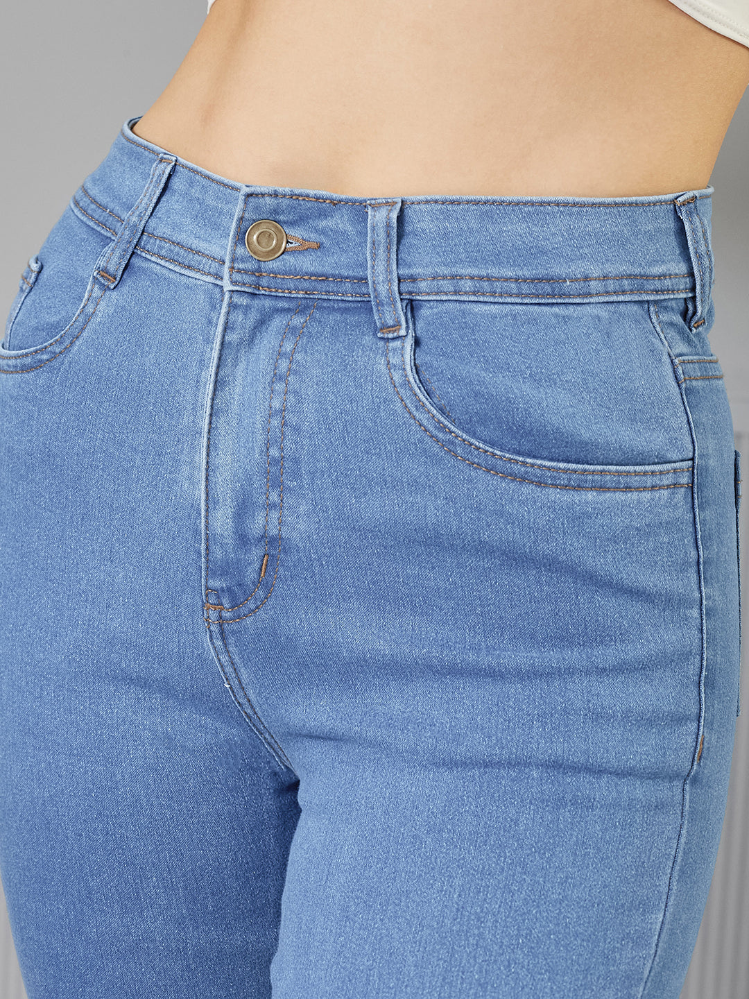 Women's Blue Skinny High-Rise Distressed Denim Jeans