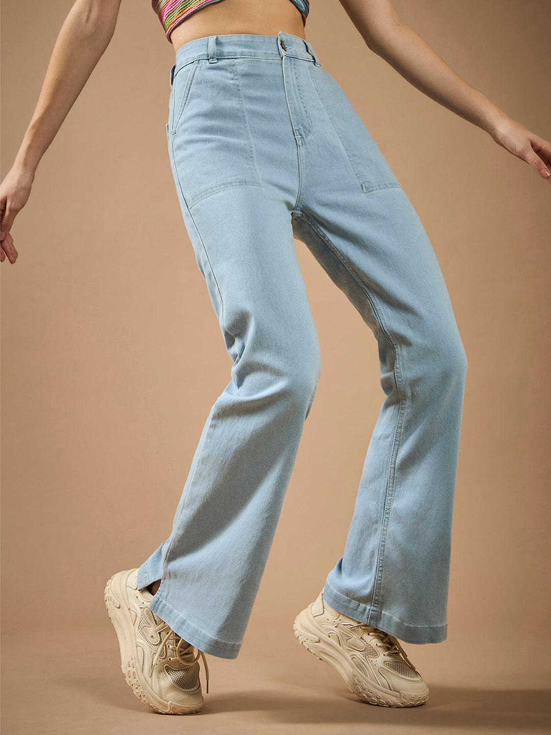 24/7 Comfort Light Blue Bootcut High-Rise Stretchable Denim Jeans