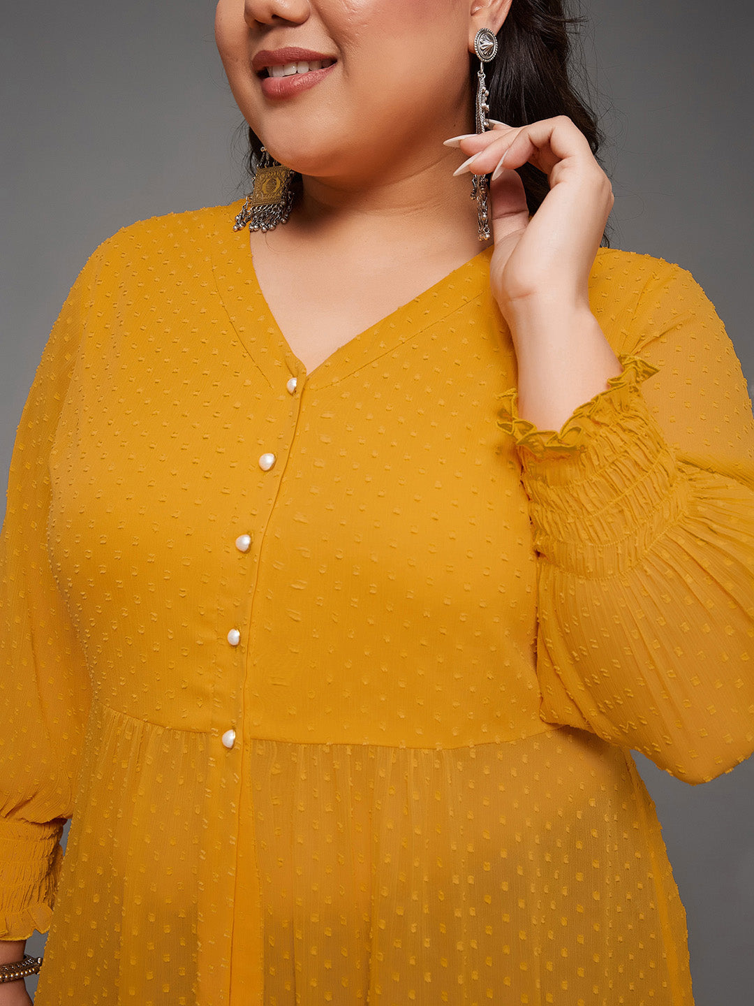 Body Bliss Mustard Yellow Empire Maxi Top for Women