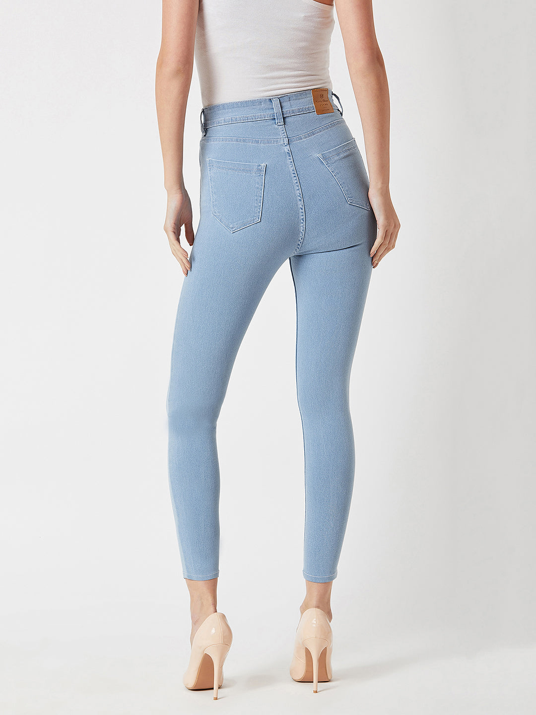 24/7 Comfort Light Blue Skinny High-Rise Clean-Look Cropped Denim Jeans