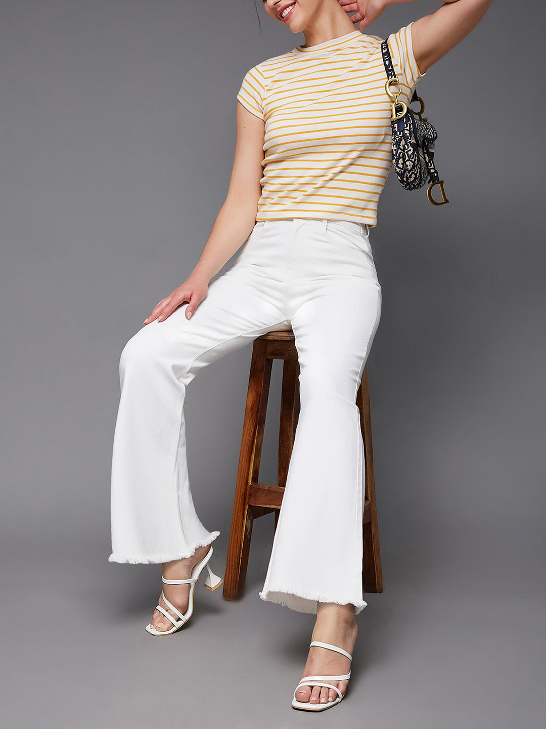 24/7 Comfort White Bootcut High-Rise Stretchable Denim Jeans