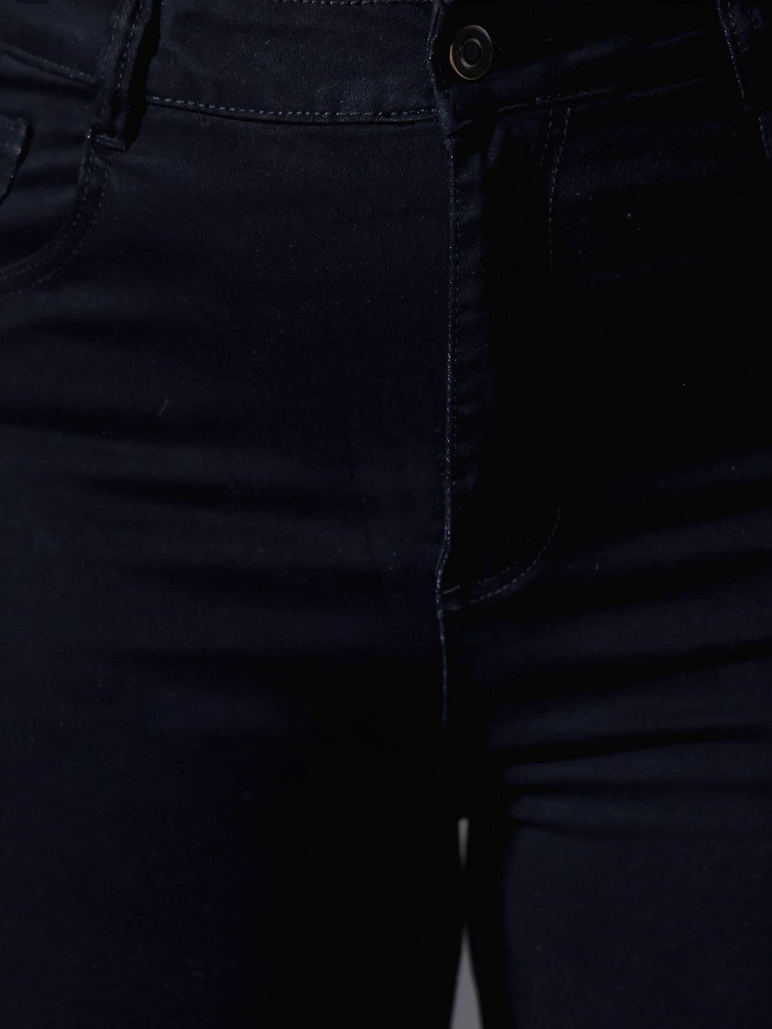 Women's Black Wide-Leg High-Rise Clean-Look Stretchable Denim Jeans