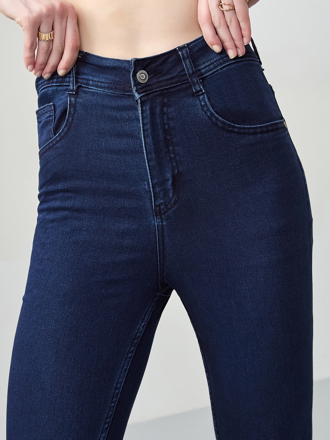 Navy Blue Skinny Fit high-rise Stretchable Denim Jeans for Women