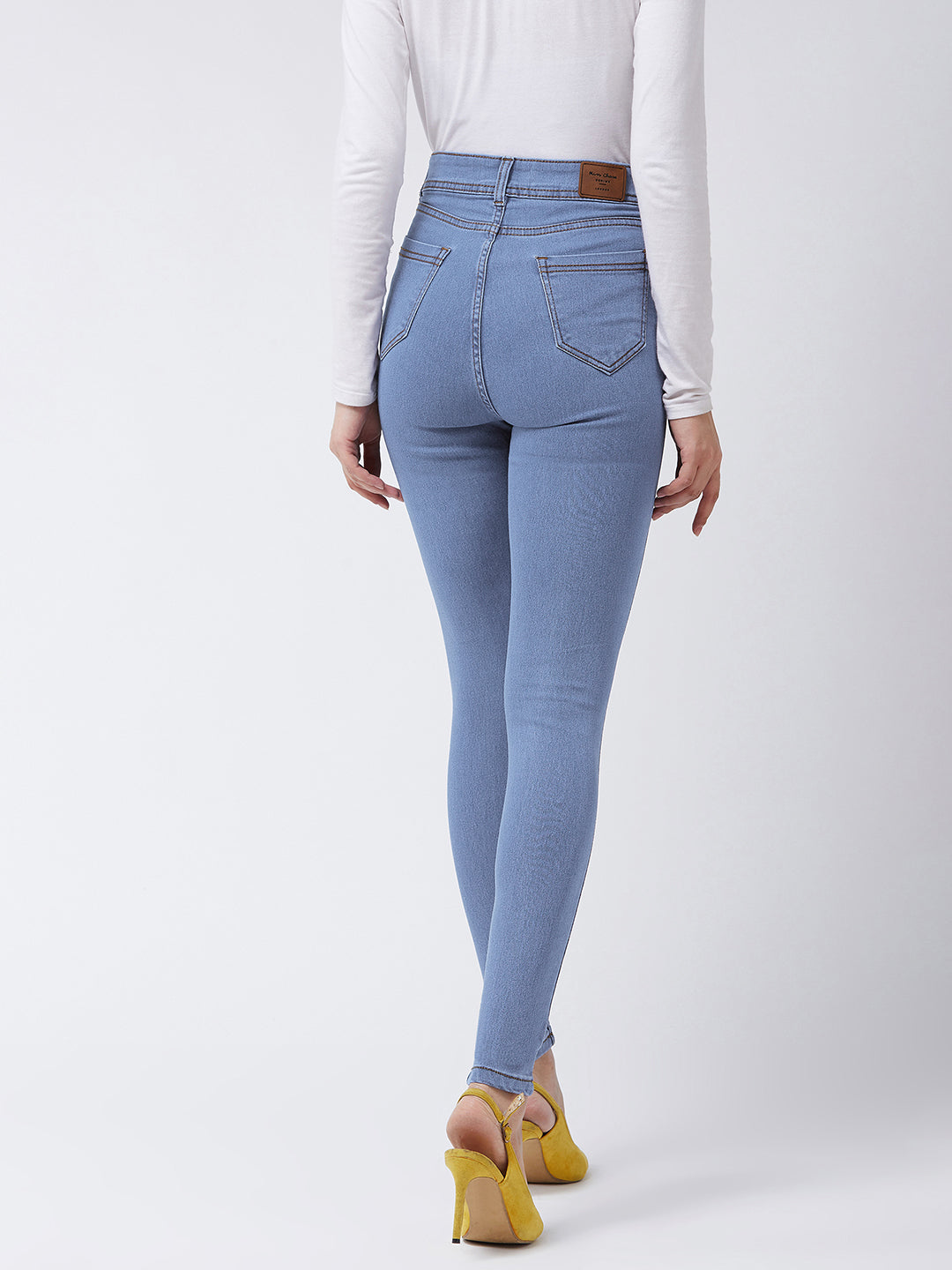 Women's Blue Skinny High-Rise Distressed Denim Jeans