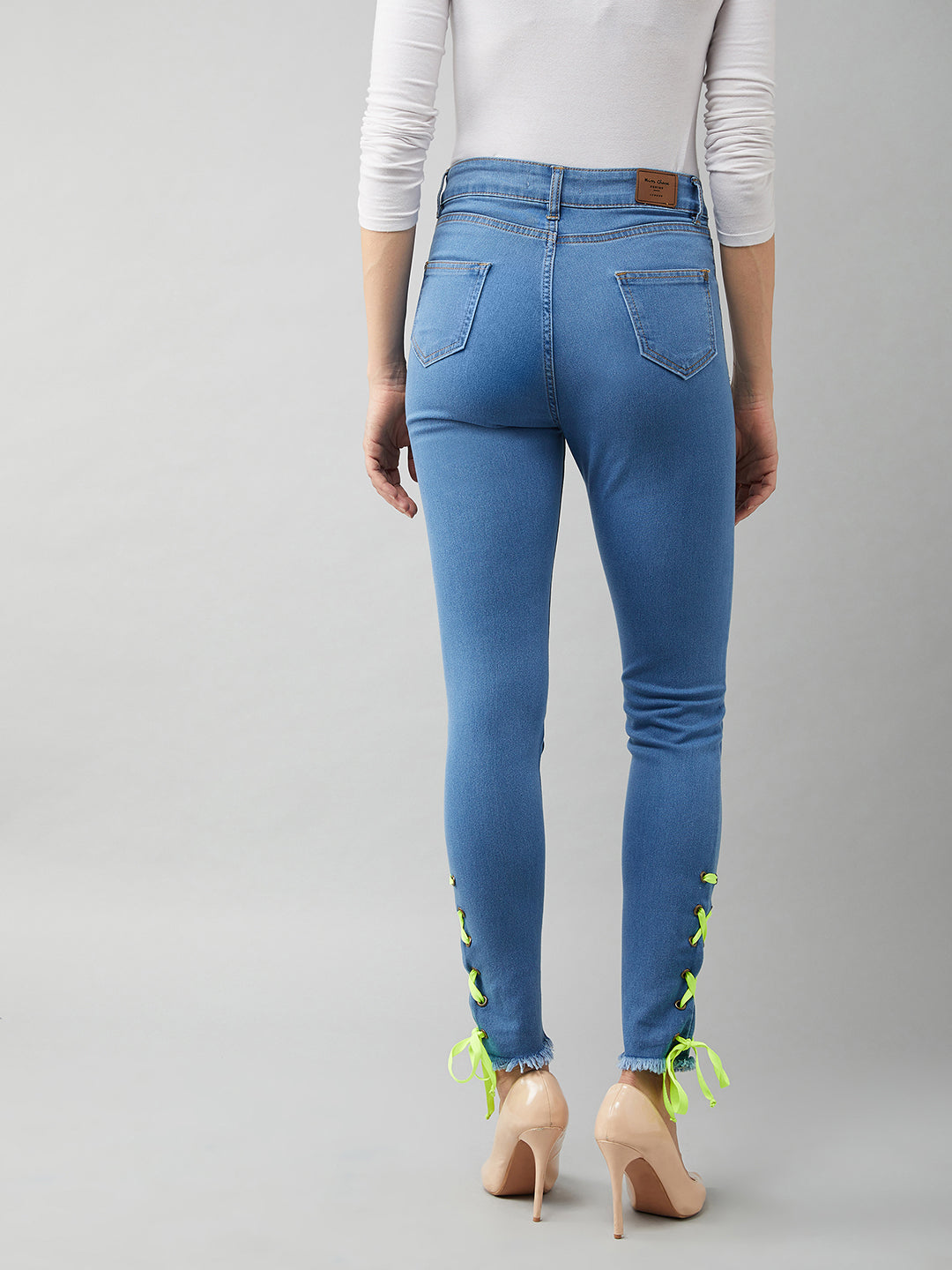Women's Blue Cotton Skinny-Fit High-Rise Stretchable Denim Jeans