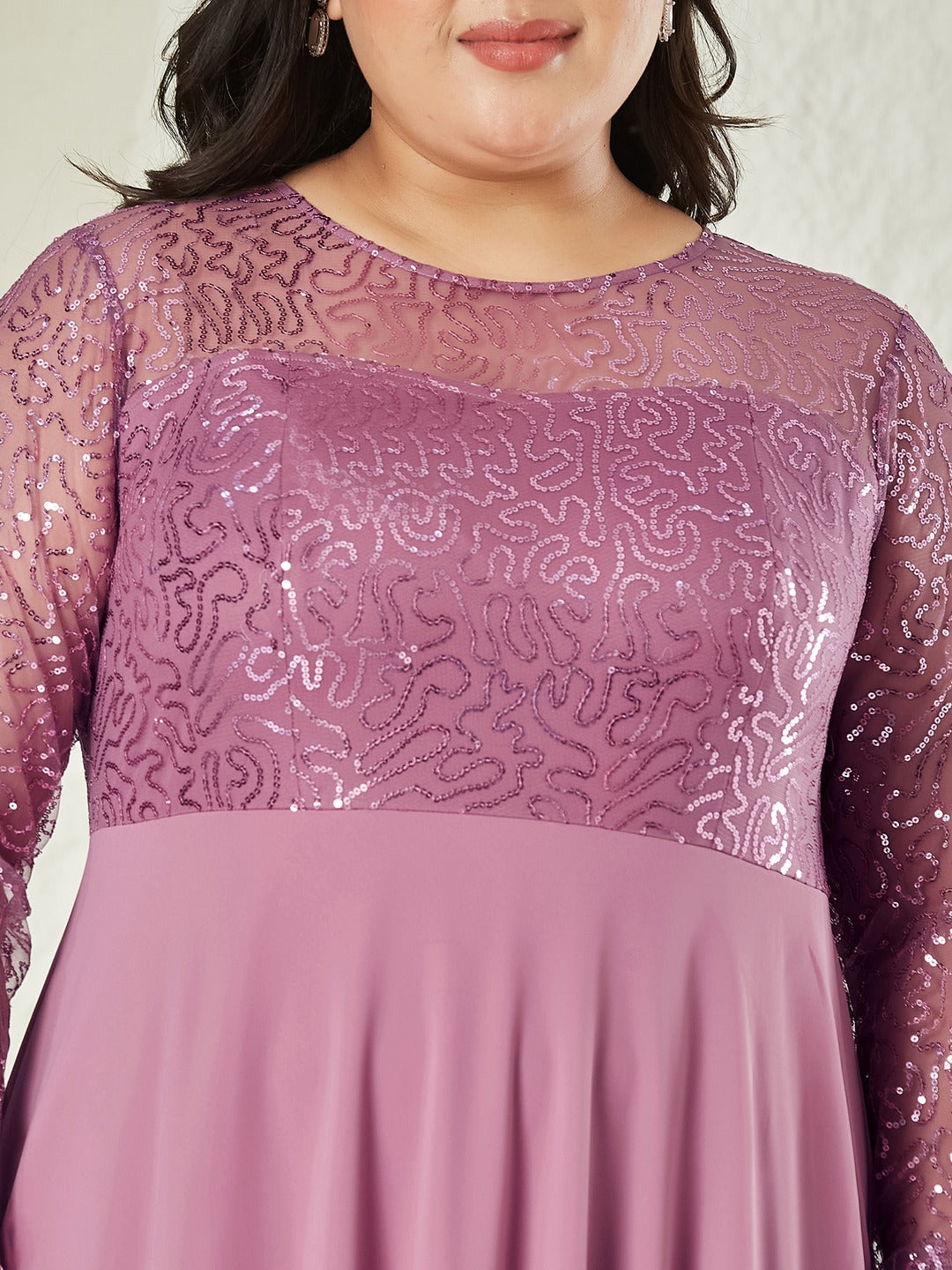 Dusty Lavender Solid Embellished Maxi Dress for Women