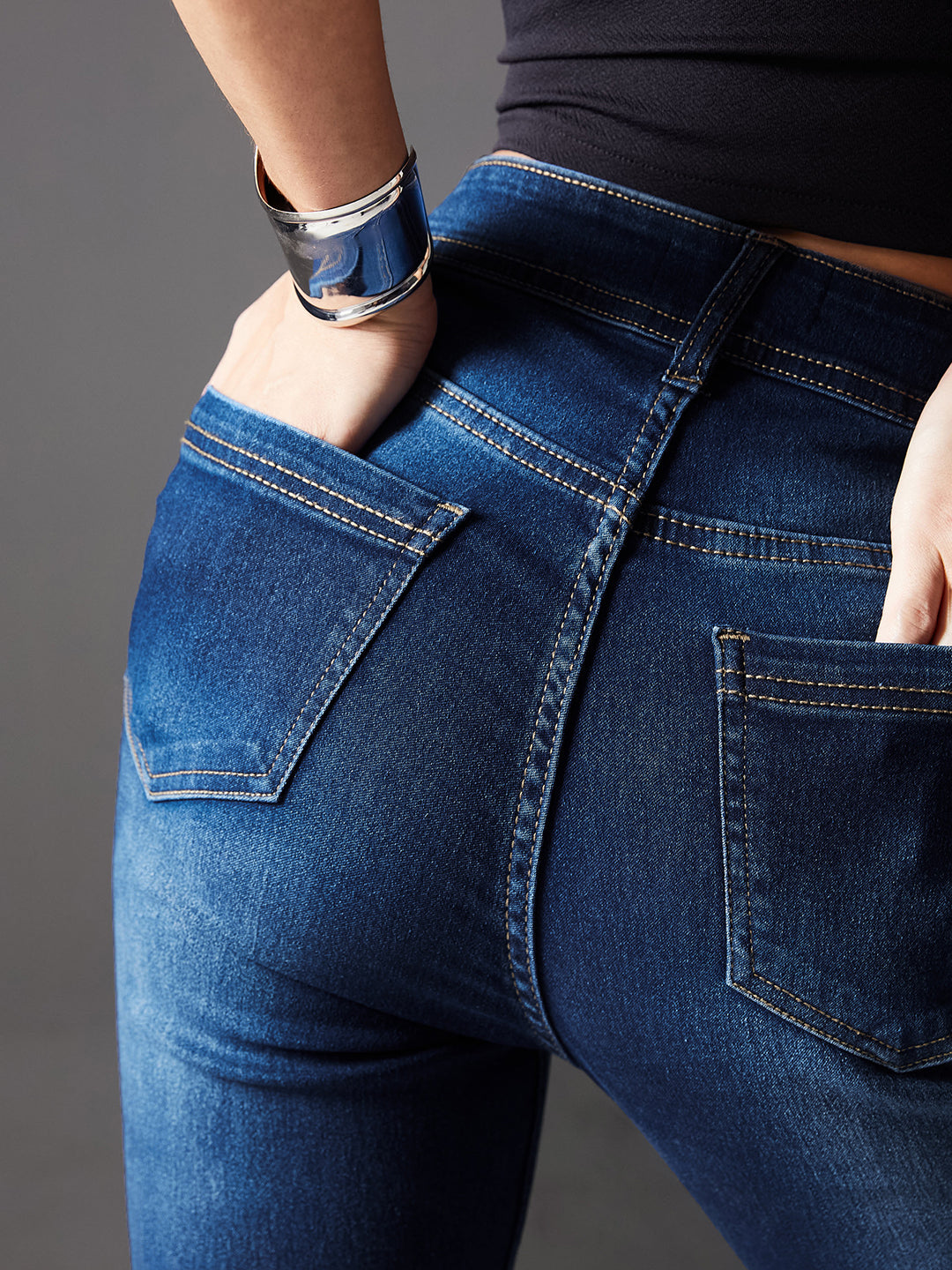 24/7 Comfort Blue Bell-Bottom Bootcut Hourglass Mid-Rise Jeans