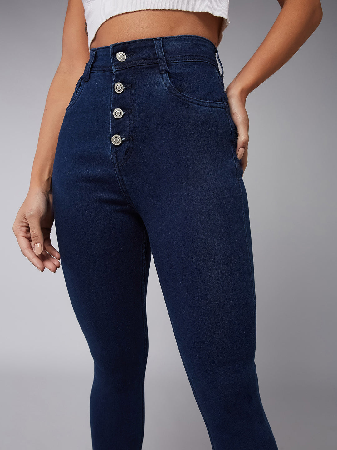 CHASEstretch™ Navy-Blue Skinny-Fit High-Rise Denim Jeans