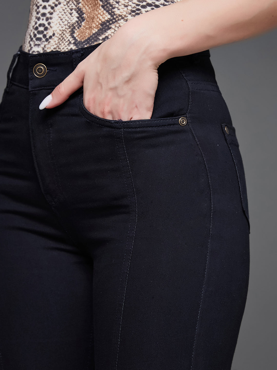 24/7 Comfort Black Bell-Bottom Bootcut Hourglass High-Rise Stretchable Slit Denim Jeans