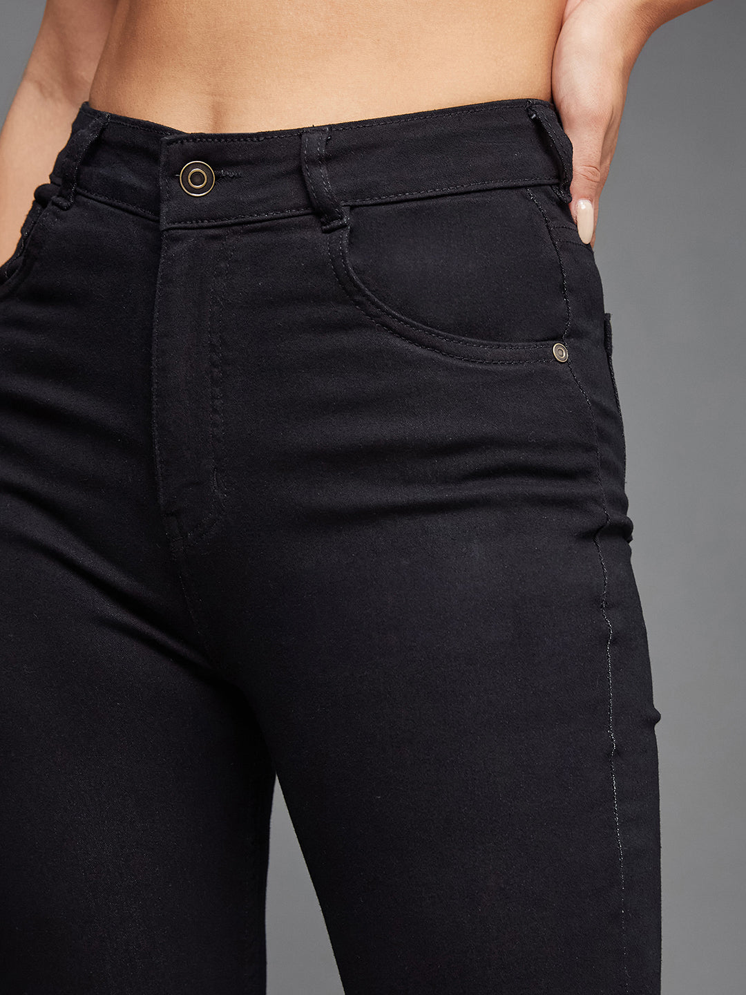 24/7 Comfort Black Skinny-Fit High-Rise Cropped-Length Stretchable Denim Jeans