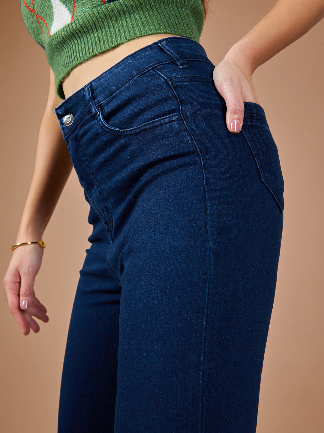 Women's Navy-Blue Skinny High-Rise Stretchable Denim Jeans