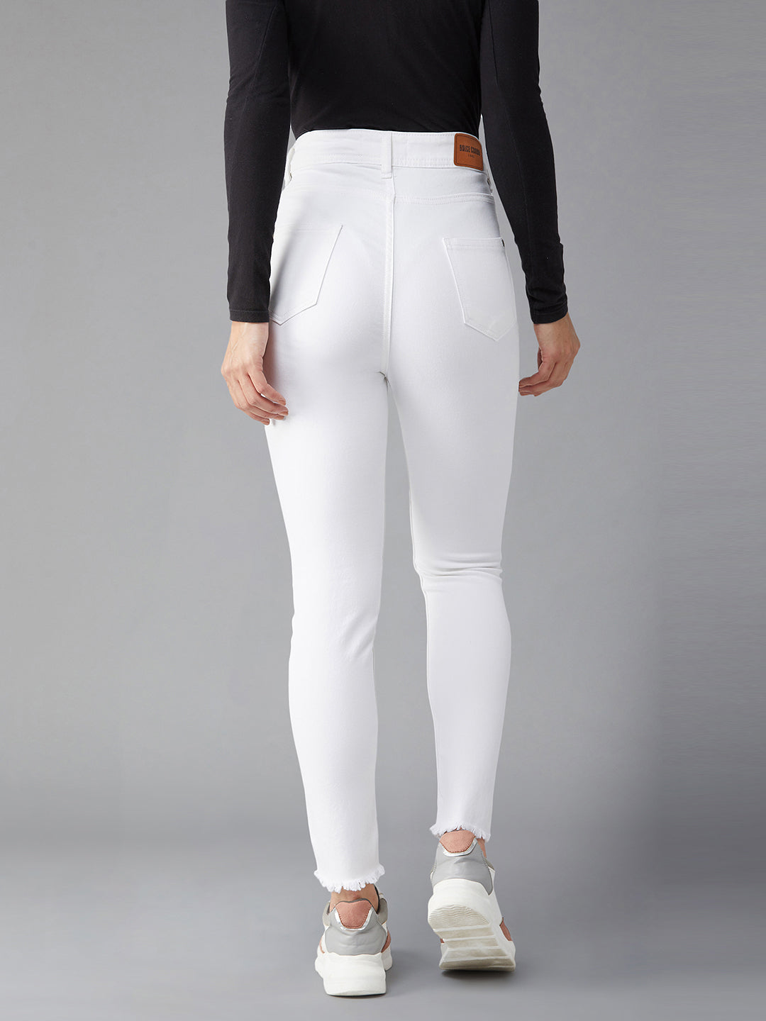 24/7 Comfort White Skinny-Fit High-Rise Bleached Ankle-Length Denim Jeans for Women