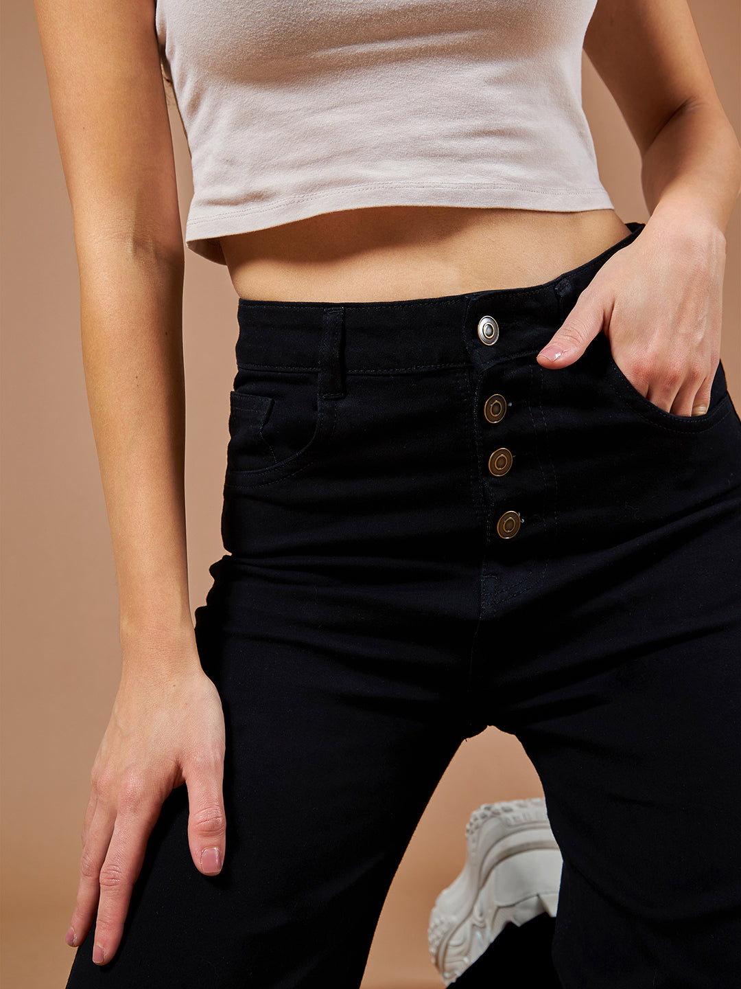 24/7 Comfort Black Wide-Leg High-Rise Stretchable Denim Jeans