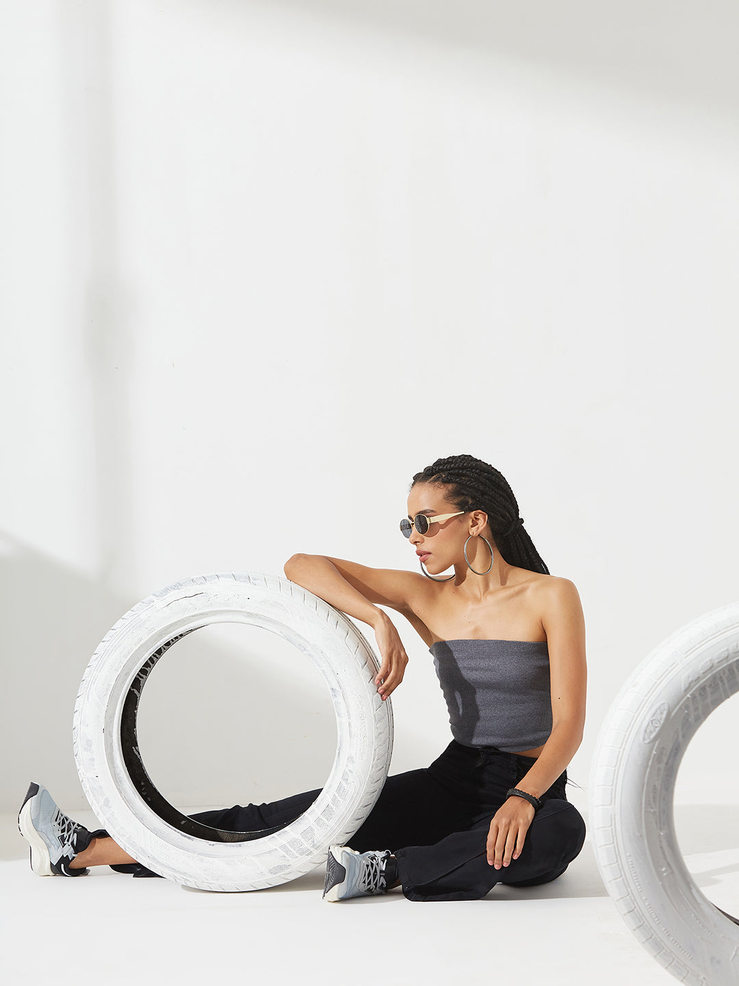 Black Bootcut High-Rise Stretchable Denim Jeans for Women