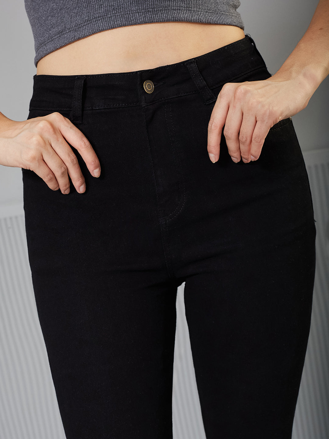 24/7 Comfort Black Skinny-Fit High-Rise Stretchable Denim Jeans for Women