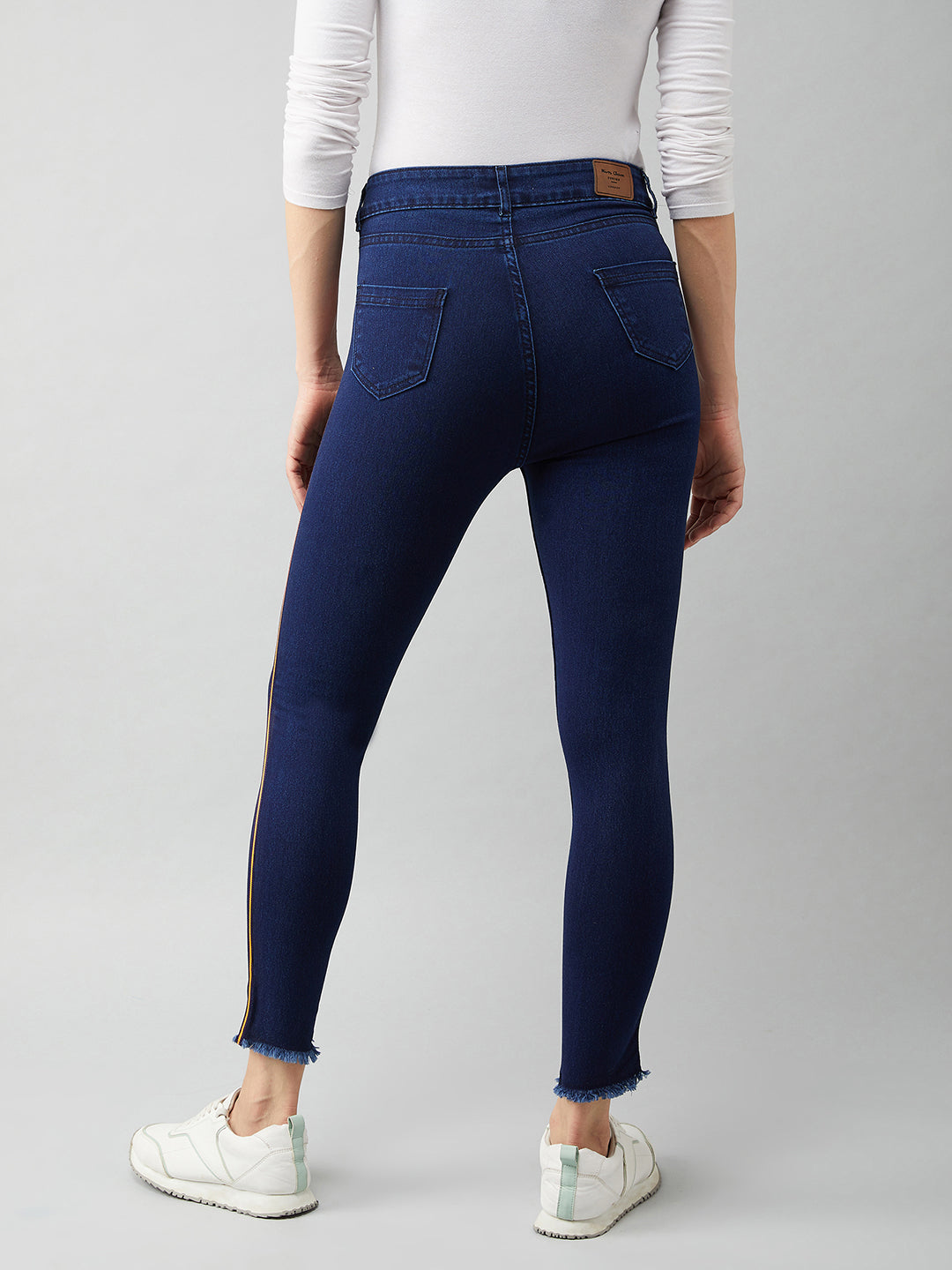 Women's Navy-Blue Skinny-Fit High-Rise Cropped Stretchable Denim Jeans