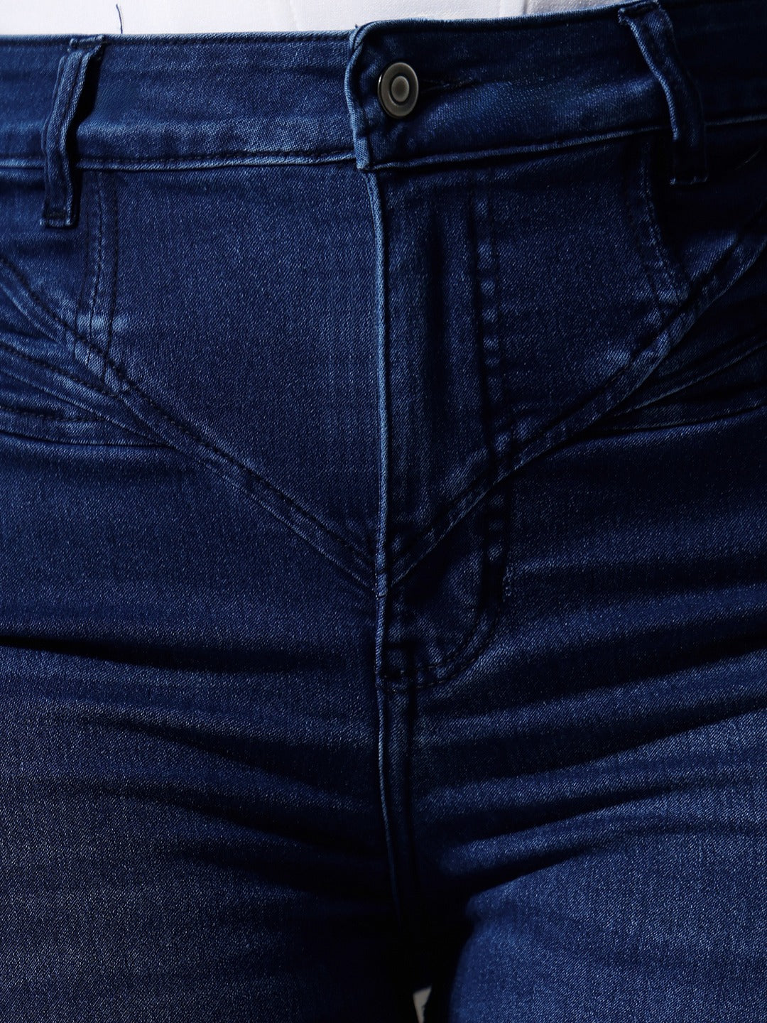 Mid Blue Wide-Leg High-Rise Stretchable Denim Jeans for Women