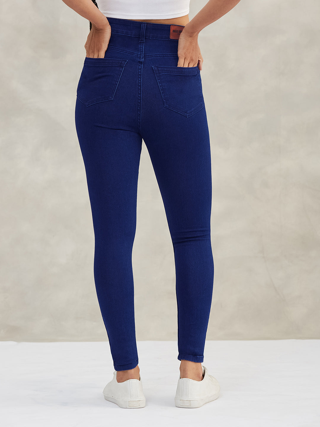 Women's Navy Blue Skinny High-Rise Stretchable Denim Jeans