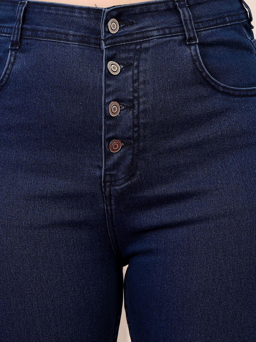 24/7 Comfort Navy-Blue Skinny-Fit High-Rise Regular-Length Stretchable Denim Jeans for Women — Miss Chase A+