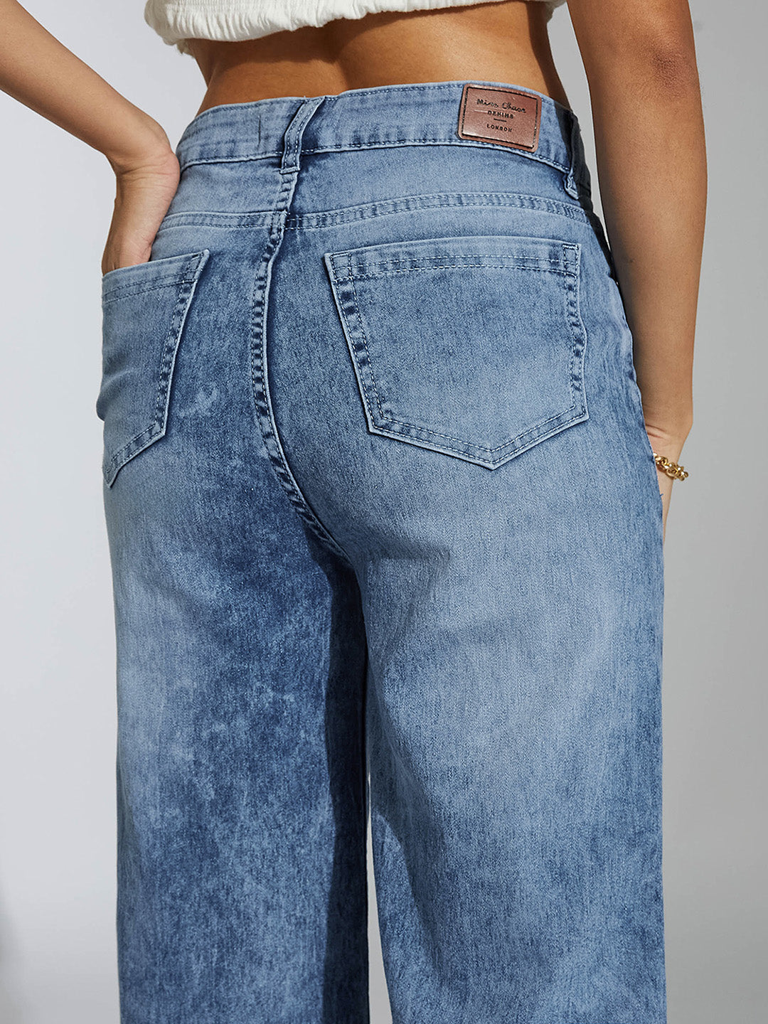 CHASEshape™ Women's Light Blue Wide Leg High Rise Stretchable Denim Jeans
