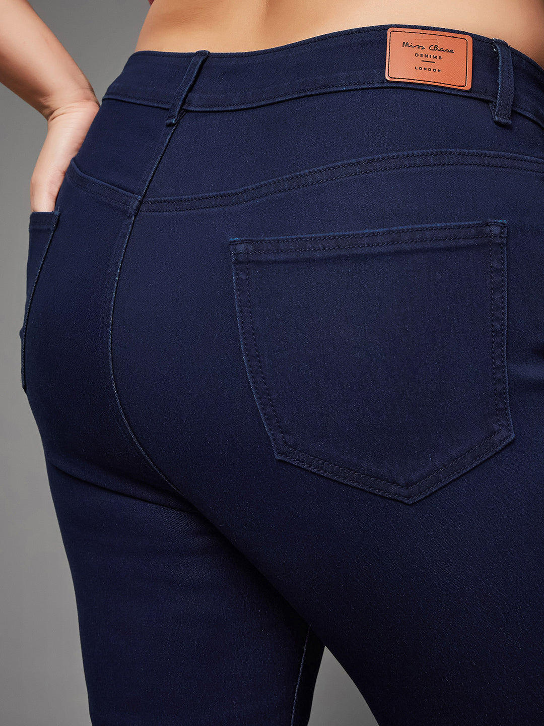 CHASEshape™ Navy-Blue Bootcut High-Rise Stretchable Denim Jeans