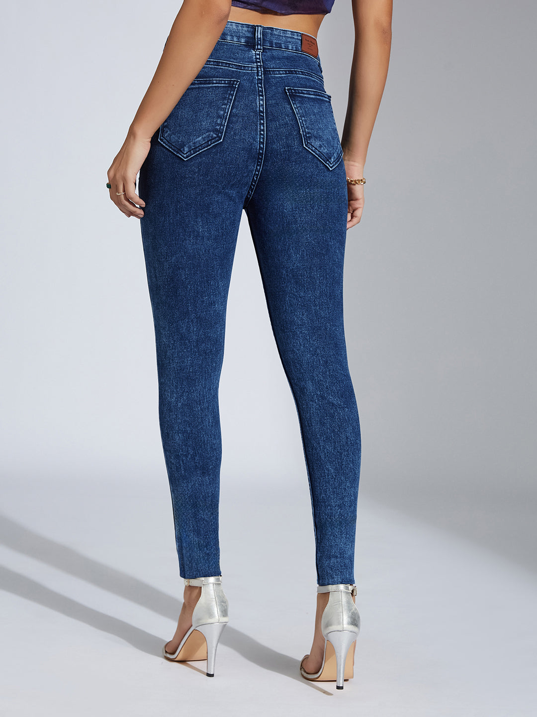 CHASEstretch™ Women's Blue Skinny-Fit High-Rise Clean-Look Regular-Length Stretchable Denim Jeans