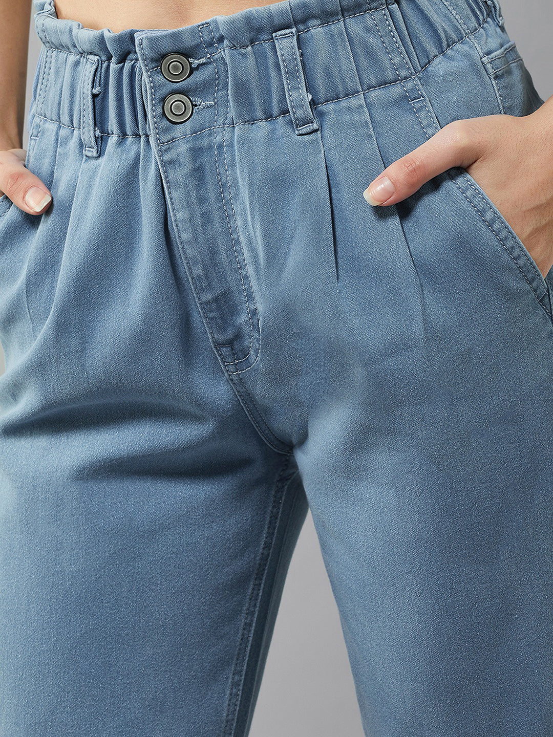 Women's Blue Tapered Fit High-Rise Stretchable Denim Jeans