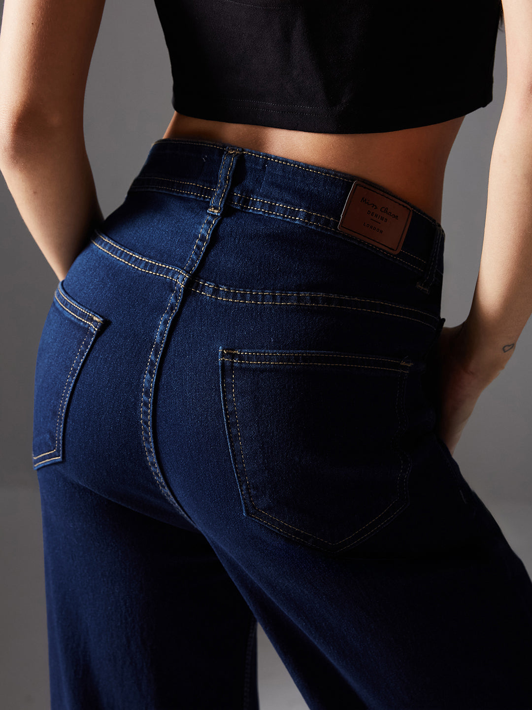 CHASEstretch™ Navy-Blue Wide-Leg High-Rise Denim Jeans