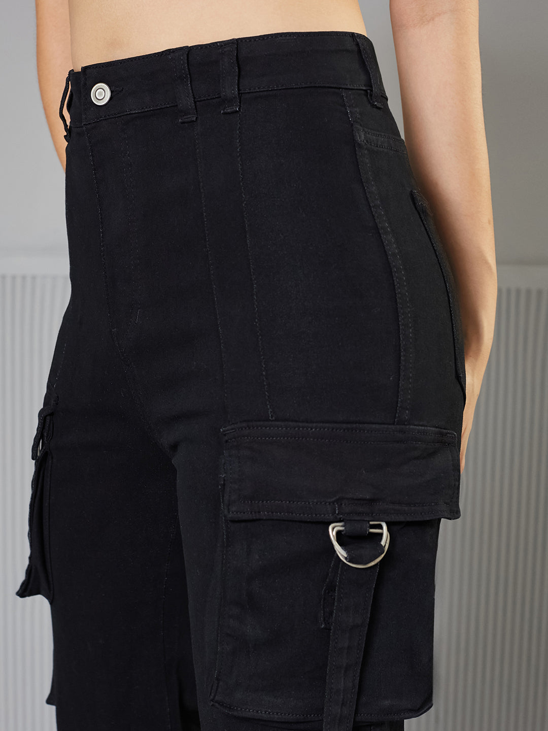 Black Bootcut High-Rise Regular-Length Stretchable Denim Jeans for Women